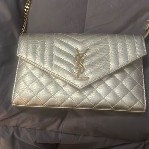 YSL small kate quilted gold bag. In excellent like new condition.